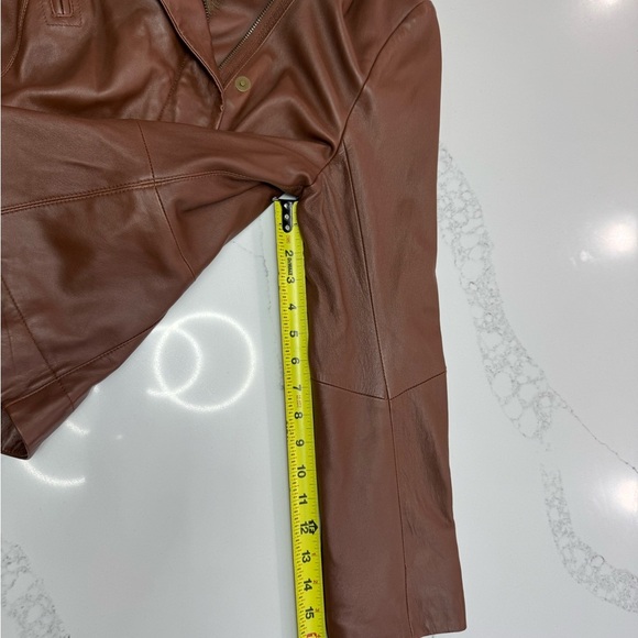 Pamela McCoy  Brown Leather Jacket size L with Faux Fur Collar - Picture 11 of 11